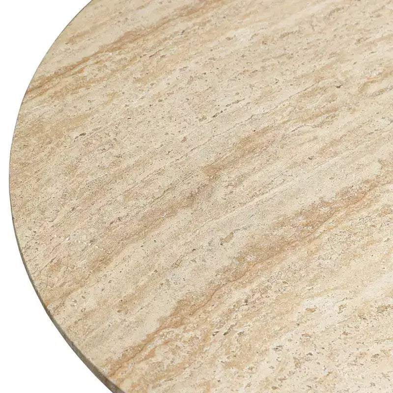 Mesa de centro redonda LeisureMod Lunexa, mesa auxiliar con pedestal de fibra de piedra para interiores o exteriores, diseño esculpido con almohadillas antideslizantes