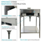 Lavatoio e supporto per lavatoio in acciaio inox, L 24 x P 22 x H 35 pollici
