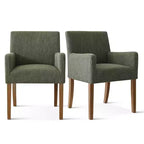 6er-Set gepolsterte Esszimmerstühle mit Armlehnen, moderne Leinen-Sessel mit Holzbeinen, Akzentstühle für Esszimmer und Wohnzimmer – Panipeachy