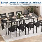 5-teiliges Küchentisch- und Stuhlset mit Metallgestell und abgeschrägtem Design