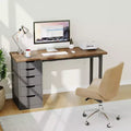 Computerbureau van 47 inch met 5 opbergladen, omkeerbare moderne rustieke studie- en schrijftafel, thuiswerkplek voor kleine ruimtes