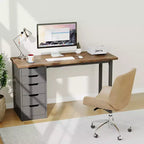Computerbureau van 47 inch met 5 opbergladen, omkeerbare moderne rustieke studie- en schrijftafel, thuiswerkplek voor kleine ruimtes