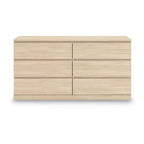 Signature Design by Ashley moderner Onita-Schrank mit 6 Schubladen, Kommode mit natürlicher brauner Holzoberfläche und grifflosem Design