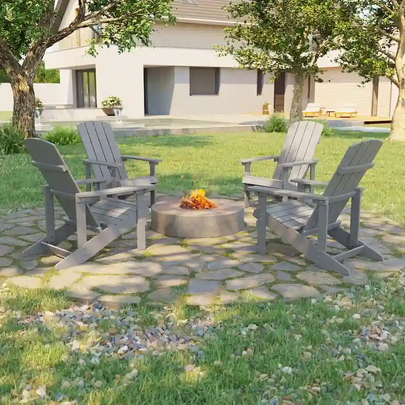 Bonosuki Set di 4 sedie Adirondack da esterno in legno resistente agli agenti atmosferici