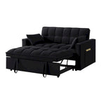 Divano letto loveseat 4 in 1 con braccioli e tasche portaoggetti, divano letto estraibile trapuntato multifunzione con schienale regolabile