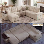 Divano componibile letto modulare Dyonery 112 con letto estraibile, divano componibile a U con contenitore, sedute extra larghe e profonde per il soggiorno