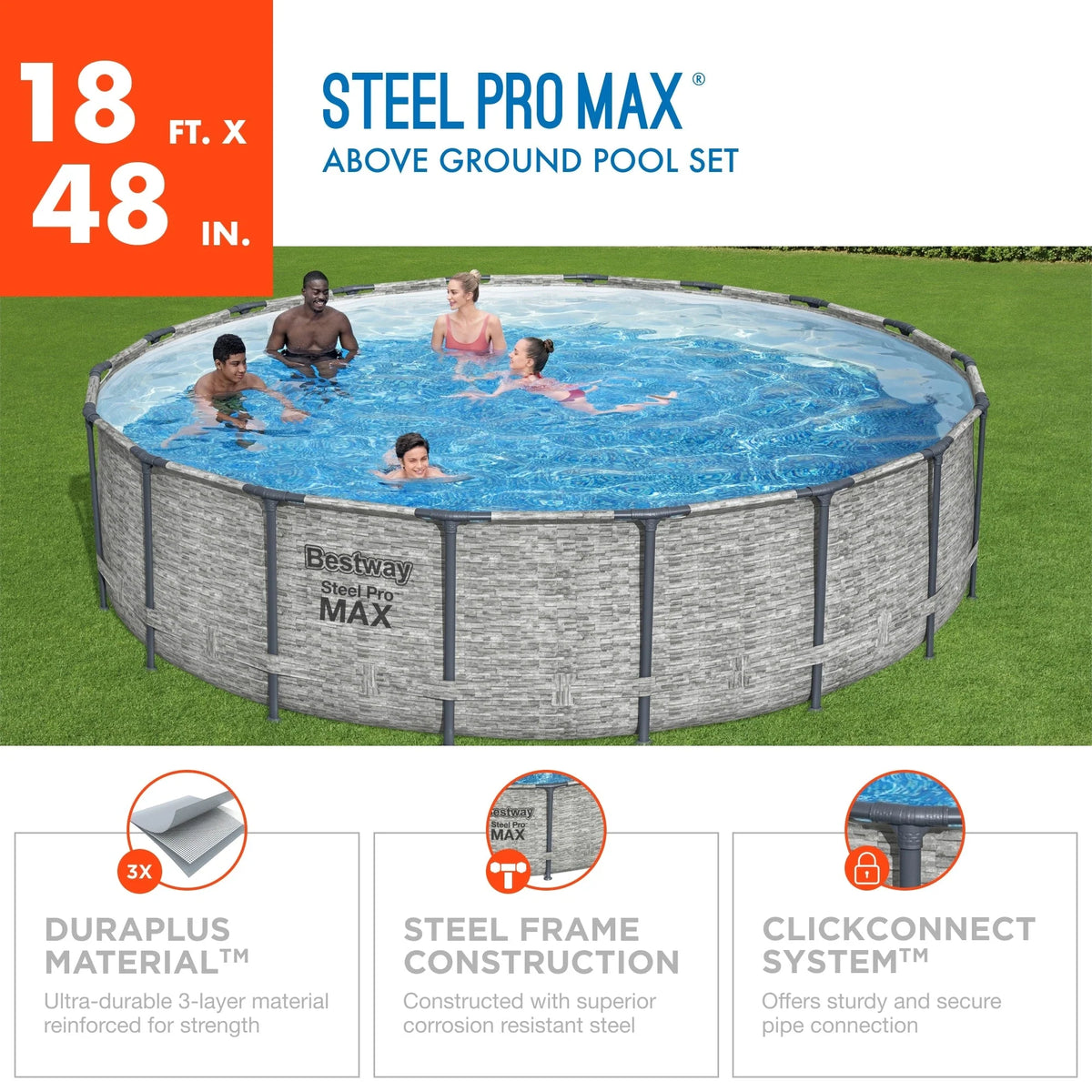 Piscina circolare fuori terra Bestway Steel Pro MAX in acciaio con pompa e copertura