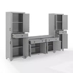 3-teiliges Tara-Sideboard- und Vorratsschrank-Set im Used-Look – Crosley
