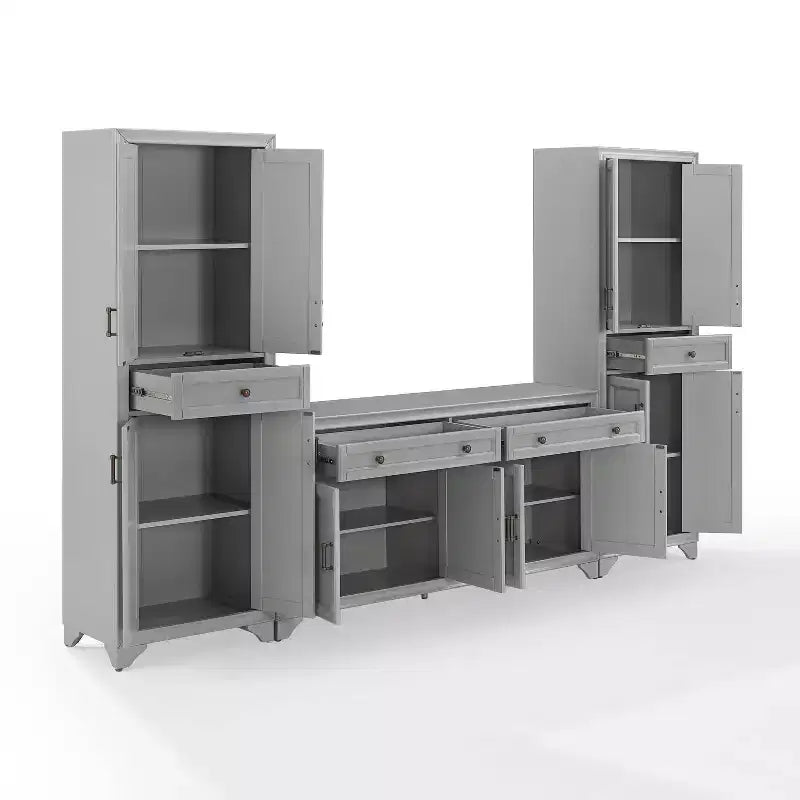 3-teiliges Tara-Sideboard- und Vorratsschrank-Set im Used-Look – Crosley