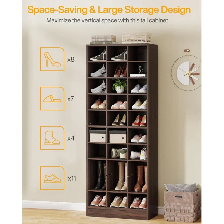 Meuble à chaussures haut pour 30 paires, étagère de rangement blanche en bois à 10 niveaux pour placard et entrée – 10 niveaux