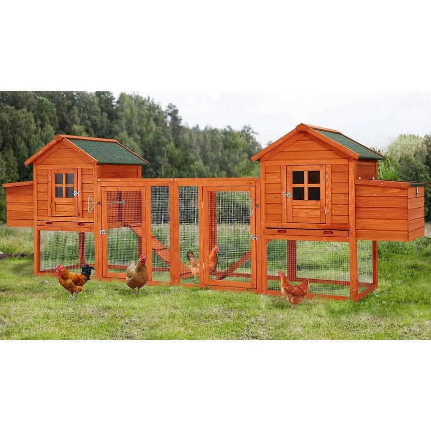 Ampio pollaio AECOJOY da 144' con recinto, casetta in legno e gabbia per pollame