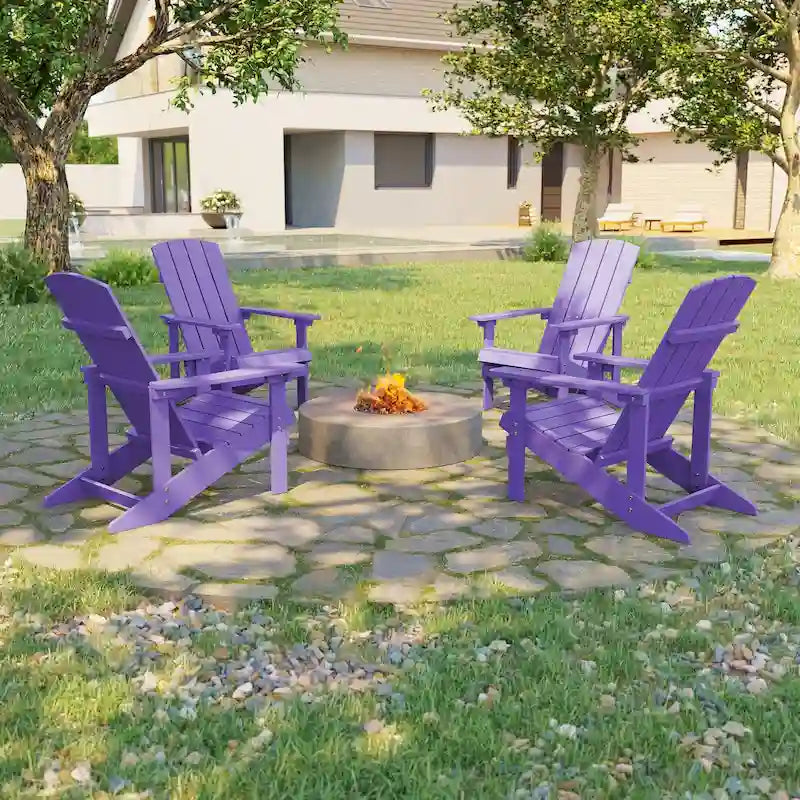 Bonosuki Set di 4 sedie Adirondack da esterno in legno resistente agli agenti atmosferici