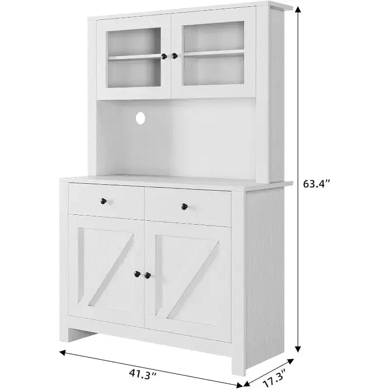 Keukenkast met voorraadruimte en magnetronstandaard, buffetkast met verstelbare planken voor de keuken en eetkamer