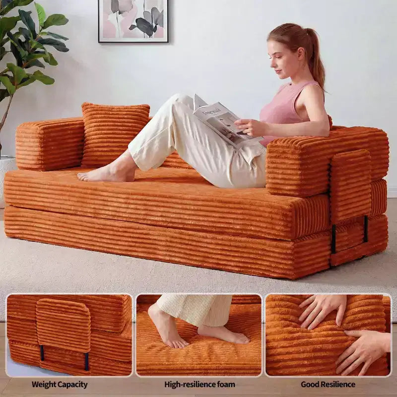 80.7 καναπές-κρεβάτι 5-σε-1 Convertible Sleeper - Κοτλέ, 1200 lbs, Χωρίς συναρμολόγηση