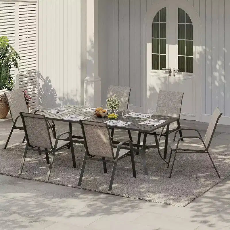 Sillas de patio, juego de 4/6 sillas de comedor apilables para exteriores, ligeras y resistentes a todo tipo de clima, de textileno, con reposabrazos, para jardín y zona de piscina
