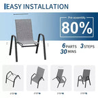 Sillas de patio, juego de 4/6 sillas de comedor apilables para exteriores, ligeras y resistentes a todo tipo de clima, de textileno, con reposabrazos, para jardín y zona de piscina