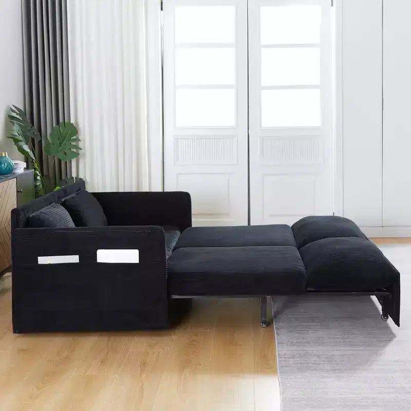 Divano letto in velluto a coste convertibile 3-in-1 da 64,5 con letto estraibile