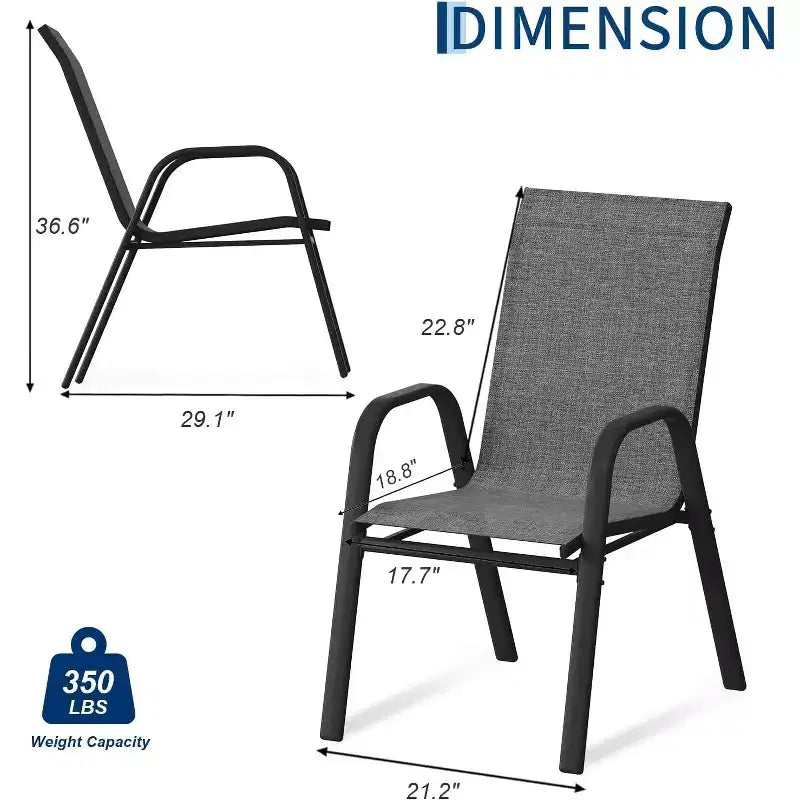 Sillas de patio, juego de 4/6 sillas de comedor apilables para exteriores, ligeras y resistentes a todo tipo de clima, de textileno, con reposabrazos, para jardín y zona de piscina