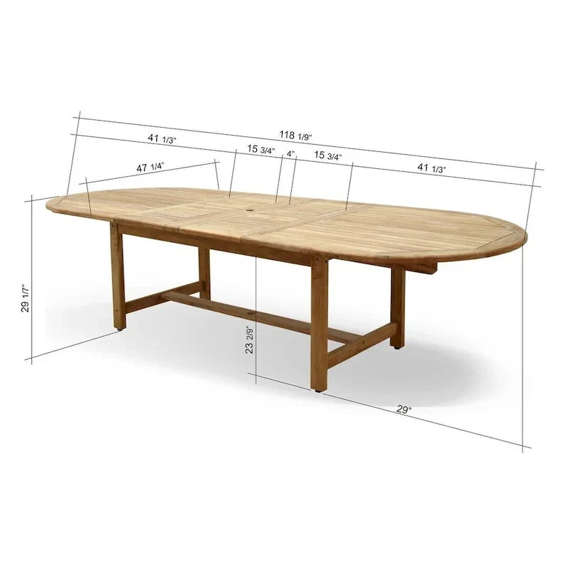 Juego de comedor extensible para patio de 13 piezas Amazonia Teak Sessa - 13 piezas