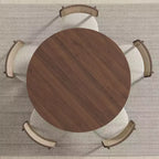 Table à manger ronde PexFix de 45 x 45 en bois massif, finition noyer et pieds élégamment arqués, pour salles à manger et cuisines modernes