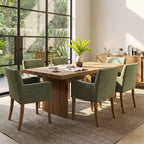 6er-Set gepolsterte Esszimmerstühle mit Armlehnen, moderne Leinen-Sessel mit Holzbeinen, Akzentstühle für Esszimmer und Wohnzimmer – Panipeachy