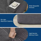 Sofá moderno 108, sofá tapizado de 3 plazas en forma de L con cojines, asiento profundo, no requiere montaje
