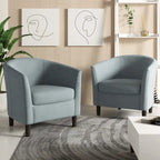 2er-Set moderne Leinen-Sessel im Fassdesign, Clubsessel