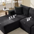 Sofá moderno 108, sofá tapizado de 3 plazas en forma de L con cojines, asiento profundo, no requiere montaje