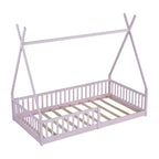 Letto a pavimento per bambini, letti a tenda singoli, letto Montessori a pavimento con doghe e sponde, struttura letto a casetta in legno per bambini e bambine