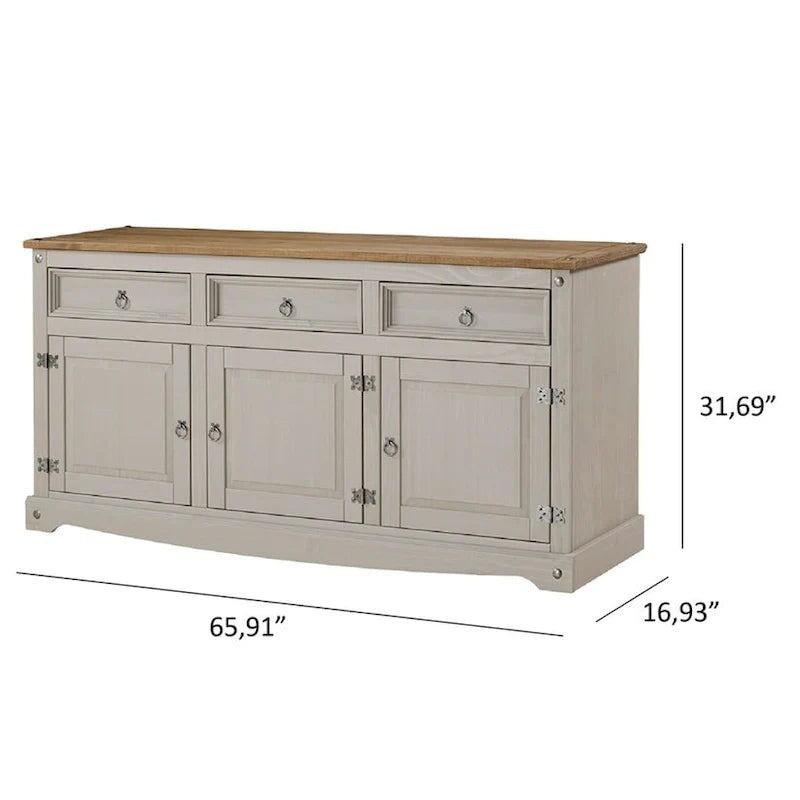 65 Zoll Holz-Buffet-Sideboard im Landhausstil – Corona-Kollektion