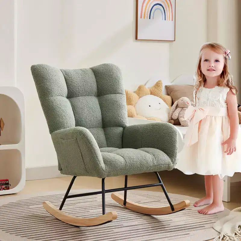 Mecedora para bebé, sillón balancín deslizante para lactancia para la sala de estar, cómodos sillones decorativos para dormitorio, sillones de interior tapizados en felpa tipo teddy