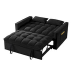 Divano letto loveseat 4 in 1 con braccioli e tasche portaoggetti, divano letto estraibile trapuntato multifunzione con schienale regolabile