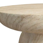 Runder Kaffeetisch mit Sockel aus Fiberstone, skulpturaler Akzenttisch für drinnen und draußen mit rutschfesten Fußpolstern