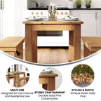 Mesa de comedor rústica Flash Furniture de pino macizo, rectangular, de 46 x 30