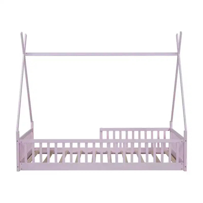 Letto a pavimento per bambini, letti a tenda singoli, letto Montessori a pavimento con doghe e sponde, struttura letto a casetta in legno per bambini e bambine