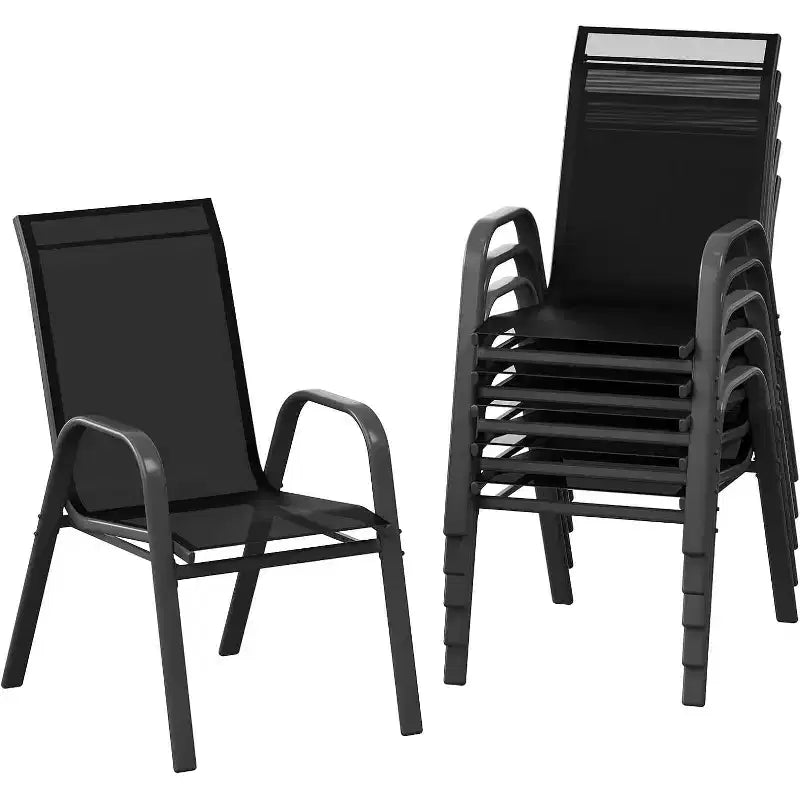 Sillas de patio, juego de 4/6 sillas de comedor apilables para exteriores, ligeras y resistentes a todo tipo de clima, de textileno, con reposabrazos, para jardín y zona de piscina