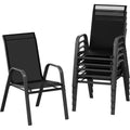Sillas de patio, juego de 4/6 sillas de comedor apilables para exteriores, ligeras y resistentes a todo tipo de clima, de textileno, con reposabrazos, para jardín y zona de piscina