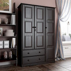 Kledingkast met 3 deuren - wit/mocha/java - massief hout