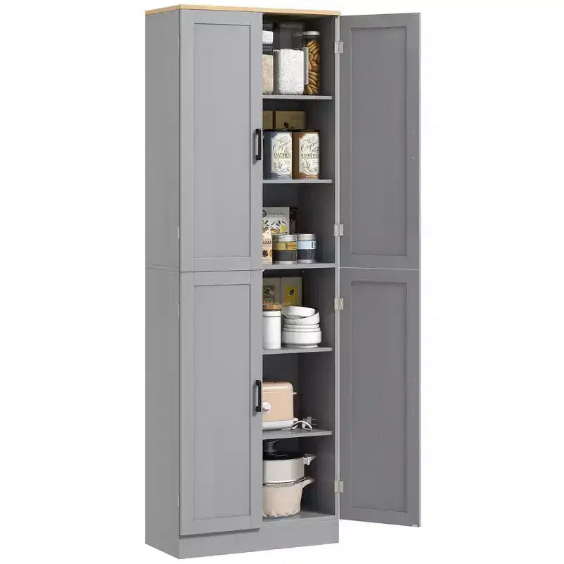 Dispensa da cucina indipendente HOMCOM 67, mobile contenitore a 4 ante con ripiani e ante regolabili