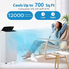 Draagbare airconditioner van 12.000 BTU voor 550 vierkante voet, 3-in-1-airconditioner met koel-, ontvochtigings- en ventilatormodi