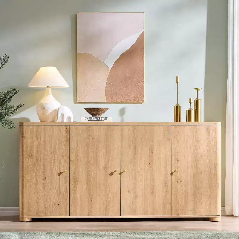 Aparador de cocina con 4 puertas y estantes, aparador moderno grande para almacenamiento, aparador bar para café de 66 pulgadas