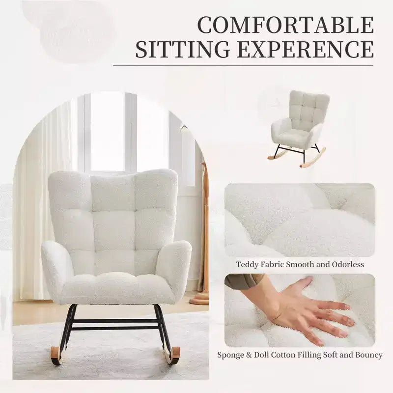 Mecedora para bebé, sillón balancín deslizante para lactancia para la sala de estar, cómodos sillones decorativos para dormitorio, sillones de interior tapizados en felpa tipo teddy