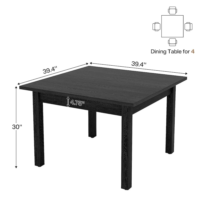Quadratischer Esstisch, 100 cm, für 2–4 Personen, mit Beinen aus Massivholz für Wohn- und Esszimmer