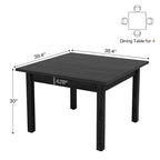 Quadratischer Esstisch, 100 cm, für 2–4 Personen, mit Beinen aus Massivholz für Wohn- und Esszimmer
