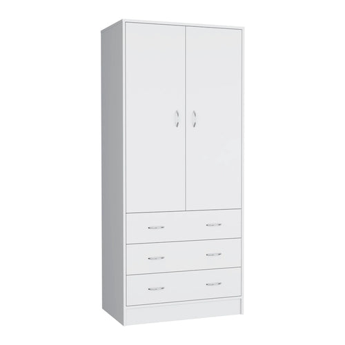 Moderner zweitüriger Kleiderschrank mit 3 Schubladen und 1 Kleiderstange fürs Schlafzimmer