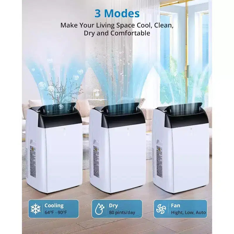Tragbare Klimaanlage mit 14.000 BTU, 3-in-1-Klimagerät für Räume bis 750 Quadratfuß mit Luftentfeuchter