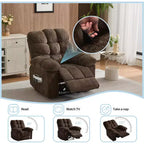 Sillón reclinable manual de tela transpirable y ergonómica con bolsillos laterales, sofá individual, adecuado para la sala de estar o el dormitorio