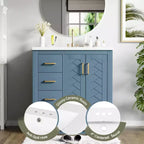 Meuble-lavabo de salle de bains de 30 po à lavabo simple, avec armoire et 3 tiroirs – noir / bleu / vert / indigo / blanc