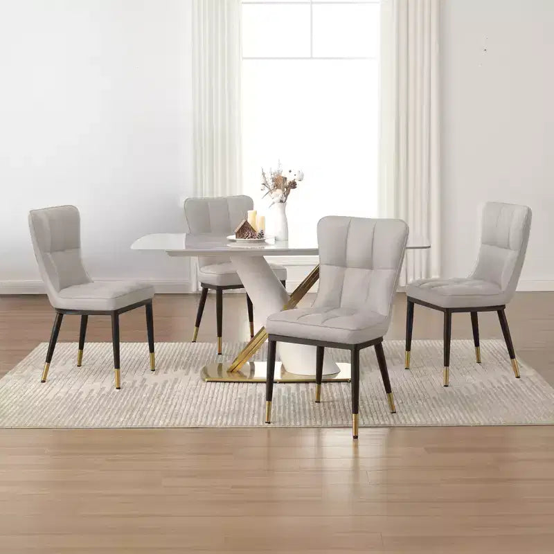 Bekrvio Esszimmerstuhl-Set mit 6 Stühlen, moderne gepolsterte Sitze aus Kunstleder mit hoher Rückenlehne, Metallbeine, armlehnenlose Küchenstühle für Ess- und Wohnzimmer