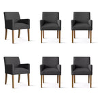 6er-Set gepolsterte Esszimmerstühle mit Armlehnen, moderne Leinen-Sessel mit Holzbeinen, Akzentstühle für Esszimmer und Wohnzimmer – Panipeachy